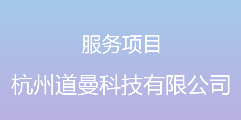 服务项目 - 杭州道曼科技有限公司