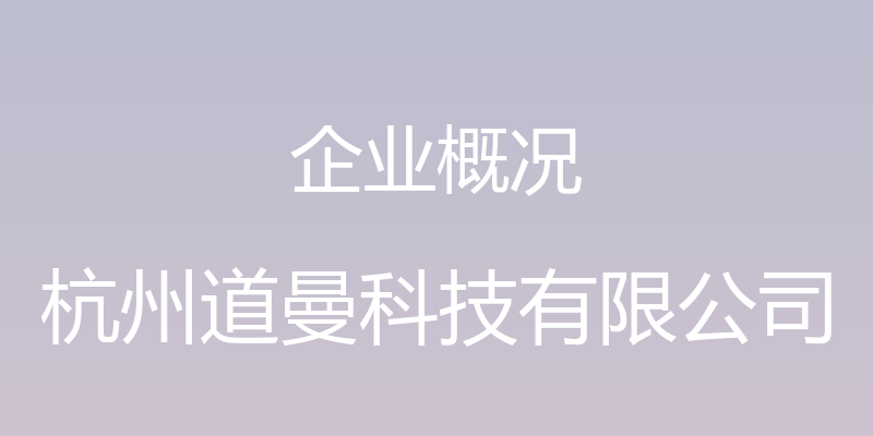 企业概况 - 杭州道曼科技有限公司